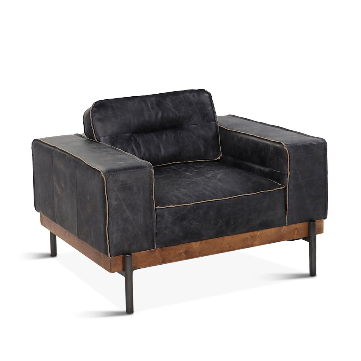Portofino Modern 42" Accent Chair in Antique Ebony Leather from Home Trends & Design - Luna Furniture