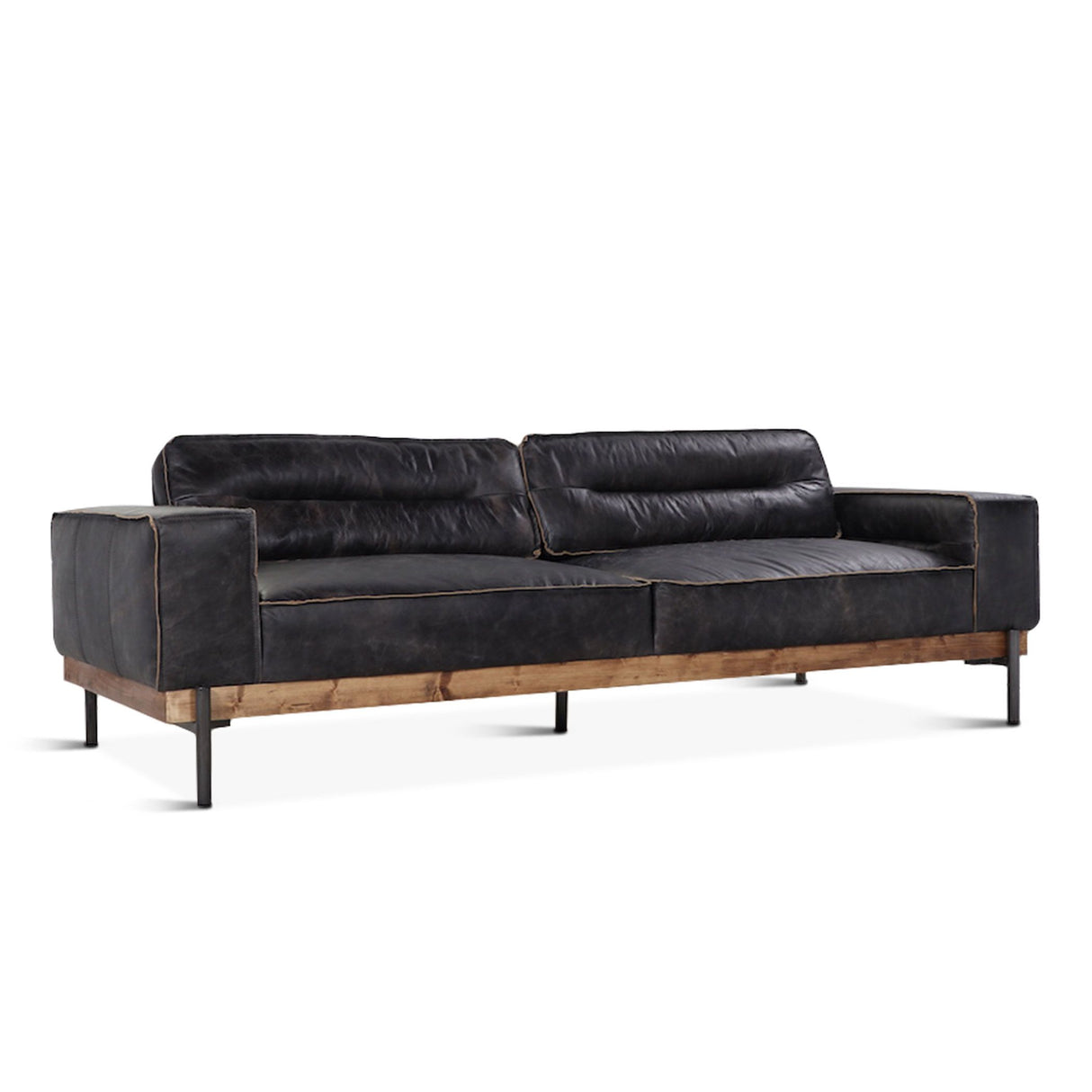 Portofino Modern 95" Sofa in Antique Ebony Leather from Home Trends & Design - Luna Furniture