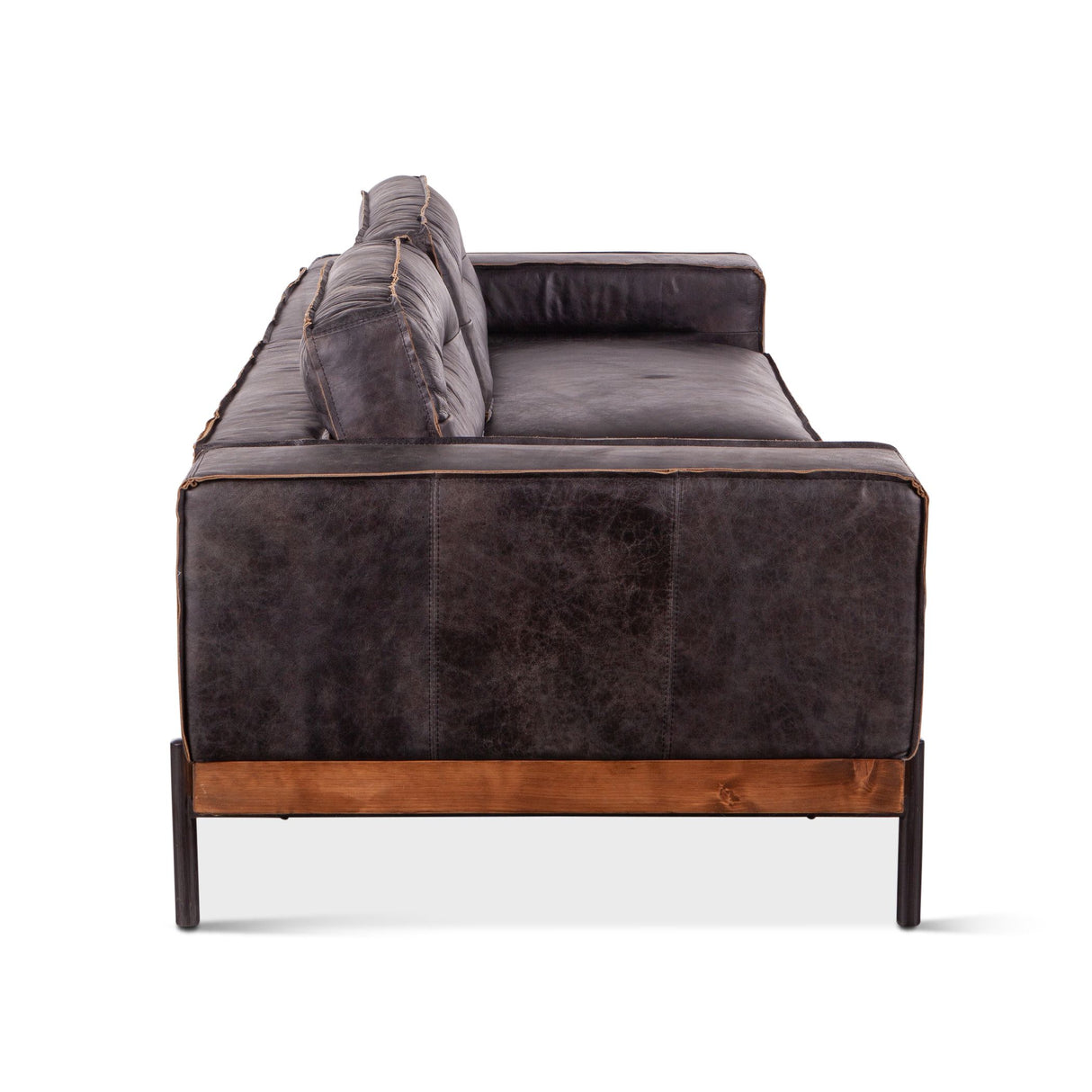 Portofino Modern 95" Sofa in Antique Ebony Leather from Home Trends & Design - Luna Furniture
