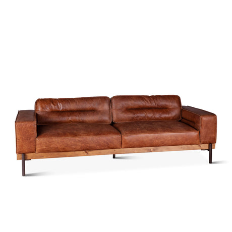 Portofino Modern 95" Sofa in Cocoa Brown Leather from Home Trends & Design - Luna Furniture