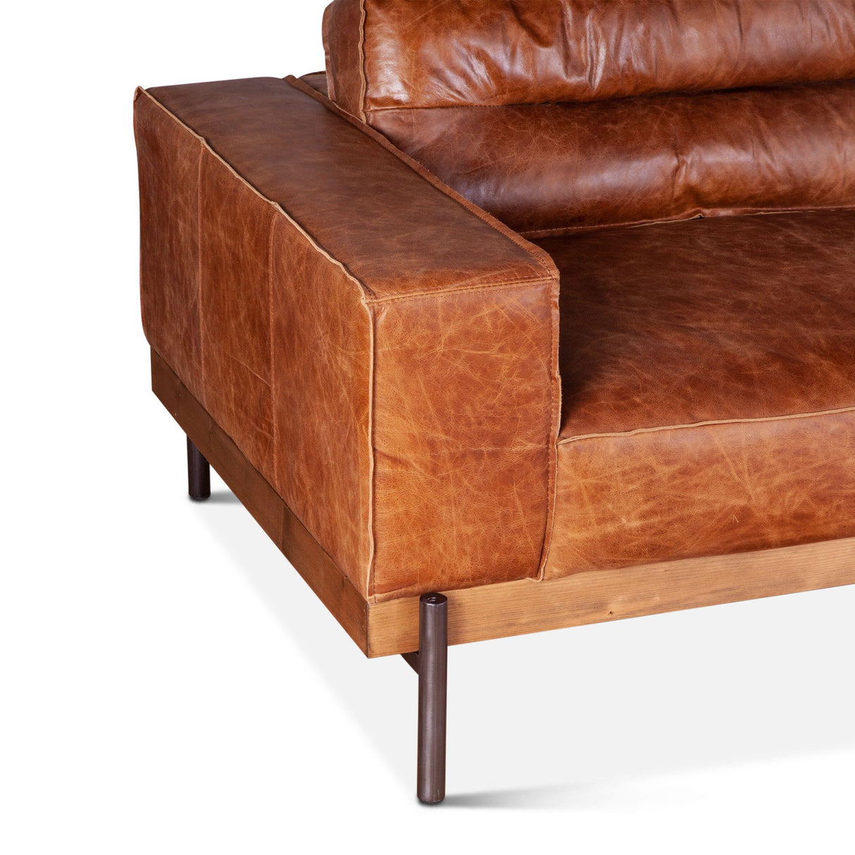 Portofino Modern 95" Sofa in Cocoa Brown Leather from Home Trends & Design - Luna Furniture