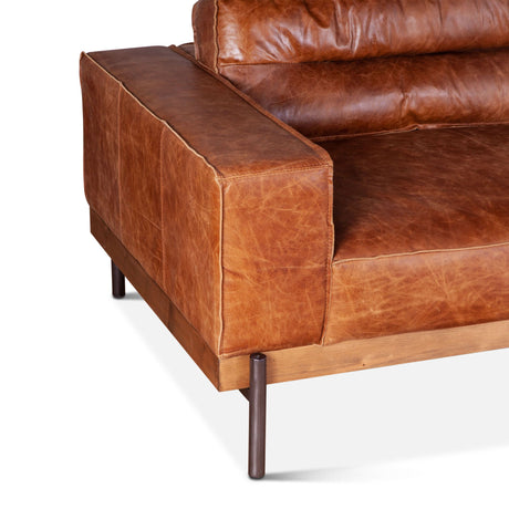 Portofino Modern 95" Sofa in Cocoa Brown Leather from Home Trends & Design - Luna Furniture