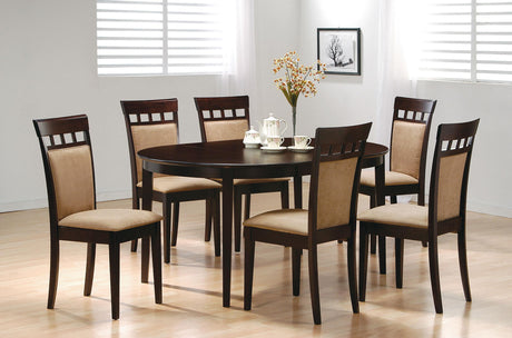 Gabriel Cappuccino 7-Piece Extension Leaf Dining Table Set from Coaster - Luna Furniture