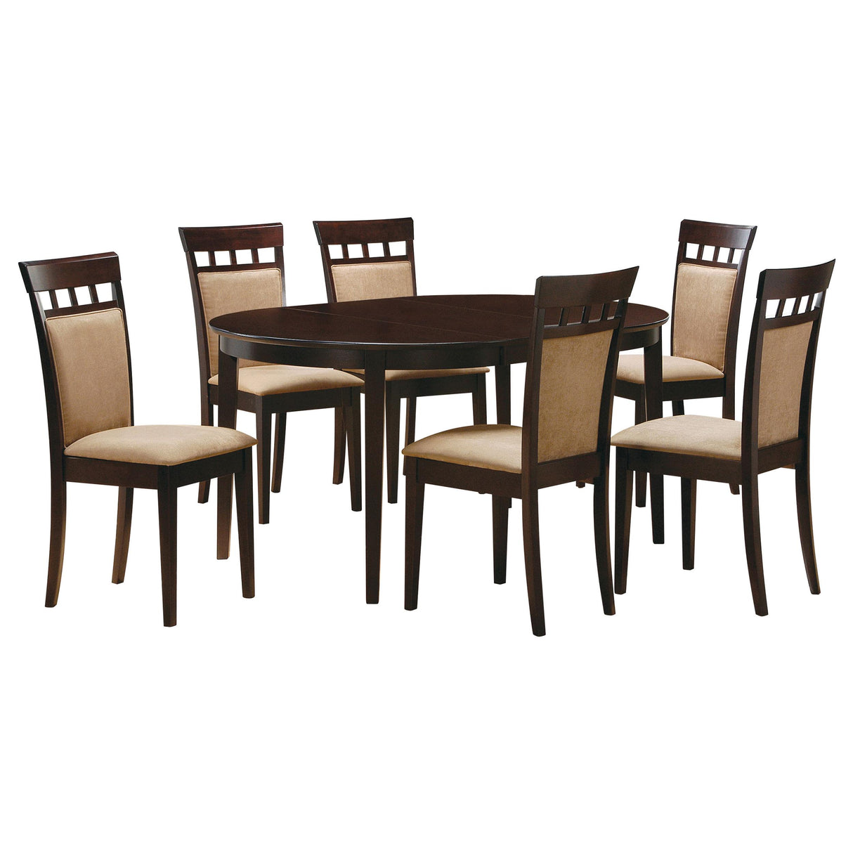 Gabriel Cappuccino 7-Piece Extension Leaf Dining Table Set from Coaster - Luna Furniture
