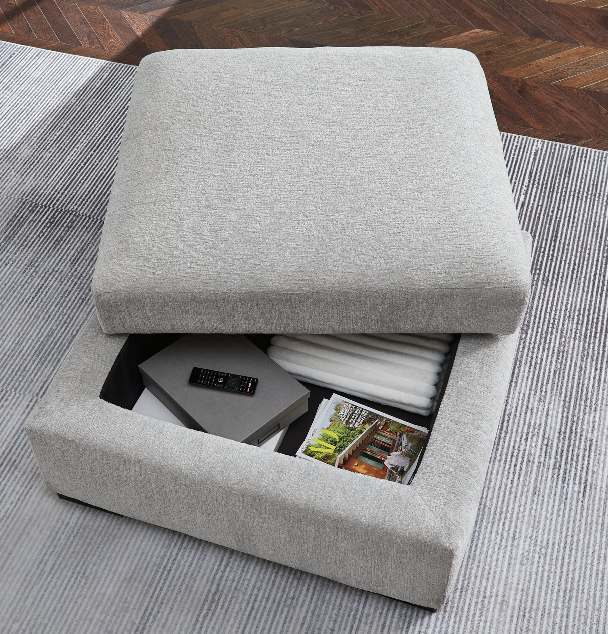 Gabyleigh Nickel Ottoman With Storage from Ashley - Luna Furniture