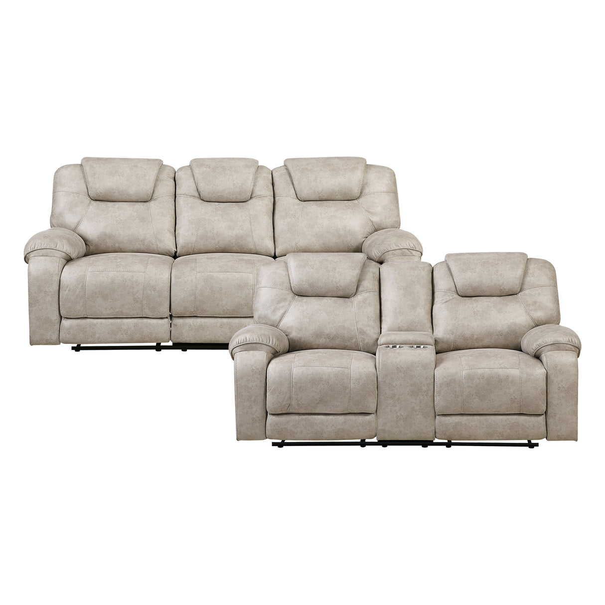 Gainesville Pewter Double Reclining Living Room Set from Homelegance - Luna Furniture