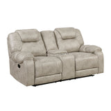Gainesville Pewter Double Reclining Loveseat with Center Console from Homelegance - Luna Furniture