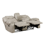 Gainesville Pewter Double Reclining Loveseat with Center Console from Homelegance - Luna Furniture