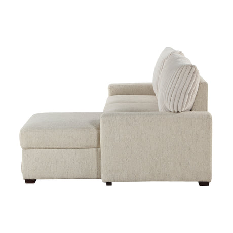 Gallatin Beige 2-Piece Sectional with Right Chaise, Pull-out Bed and Hidden Storage from Homelegance - Luna Furniture