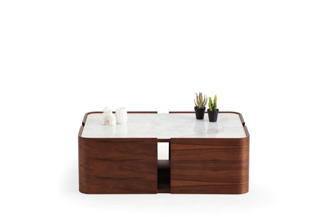 Galli Walnut Marble-Look Top Coffee Table from Nova Furniture - Luna Furniture