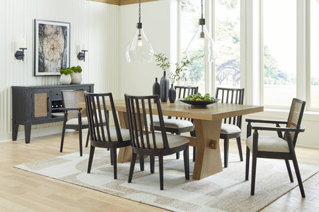 Galliden Light Brown Dining Table and 6 Chairs with Server from Ashley - Luna Furniture