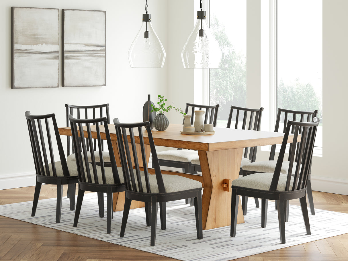 Galliden Light Brown Dining Table and 8 Chairs from Ashley - Luna Furniture