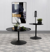Ganso Black 2-Piece Round Glass Top Coffee and End Table Set from Coaster - Luna Furniture