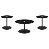 Ganso Black 3-Piece Round Glass Top Coffee and End Table Set from Coaster - Luna Furniture