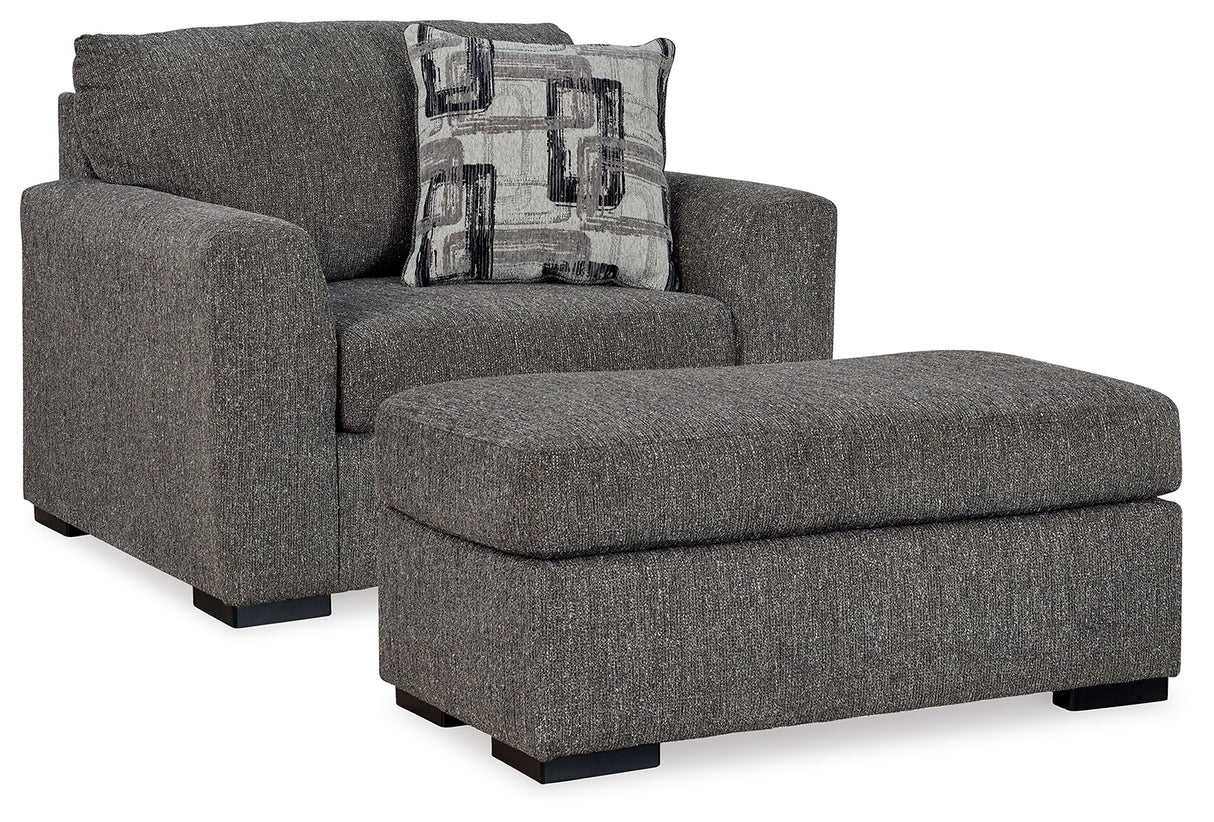 Gardiner Chair and Ottoman in Pewter from Ashley Furniture - Luna Furniture