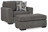 Gardiner Chair and Ottoman in Pewter from Ashley Furniture - Luna Furniture