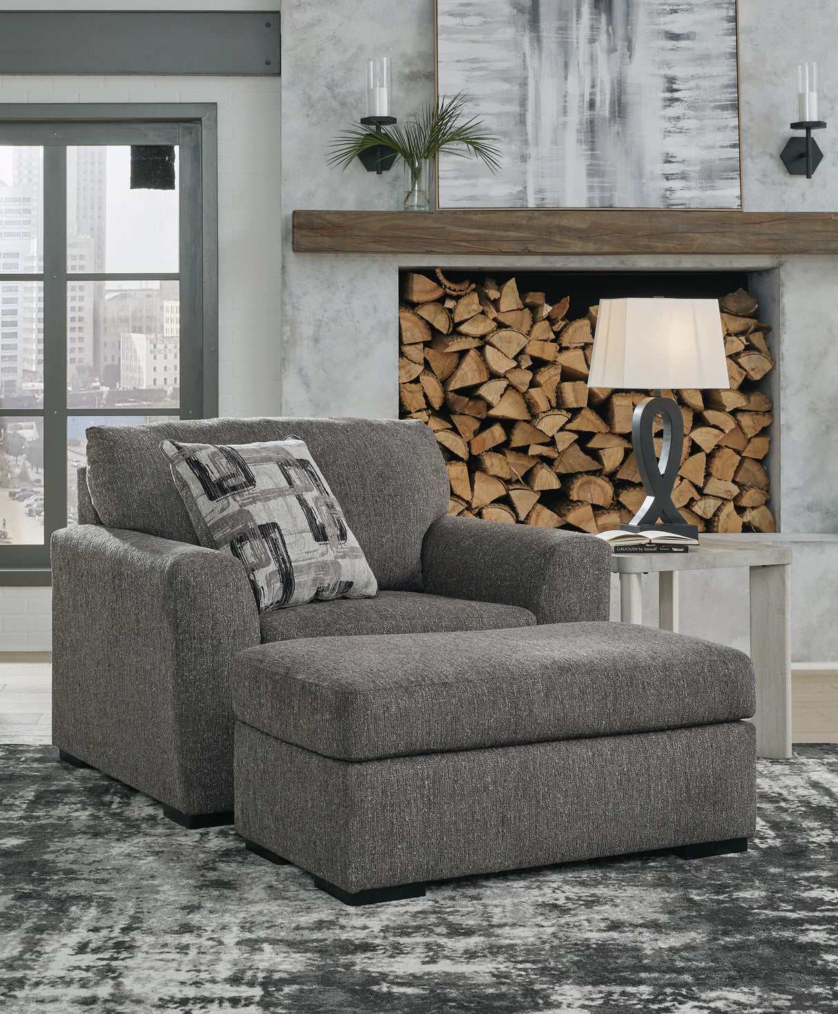 Gardiner Chair and Ottoman in Pewter from Ashley Furniture - Luna Furniture