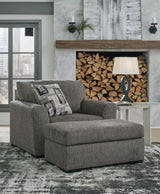 Gardiner Chair and Ottoman in Pewter from Ashley Furniture - Luna Furniture