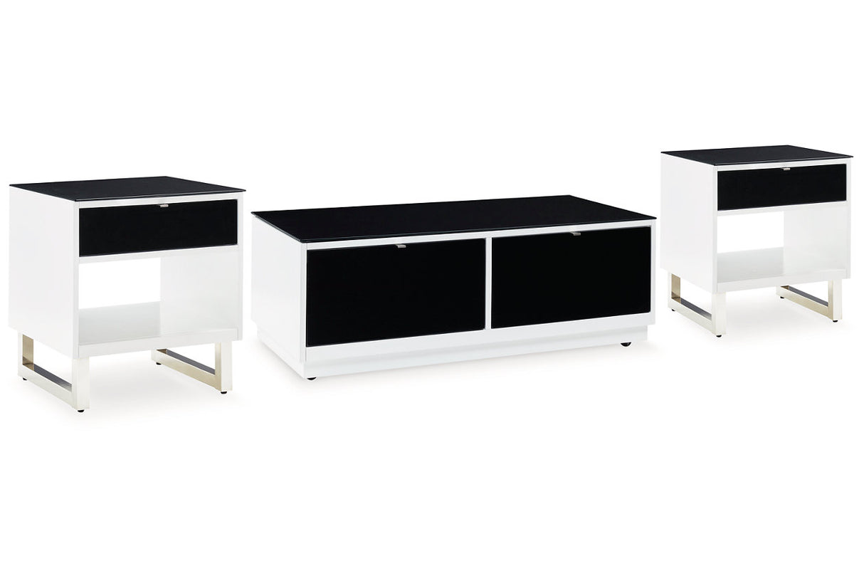 Gardoni White/Black Coffee Table and 2 End Tables from Ashley Furniture - Luna Furniture