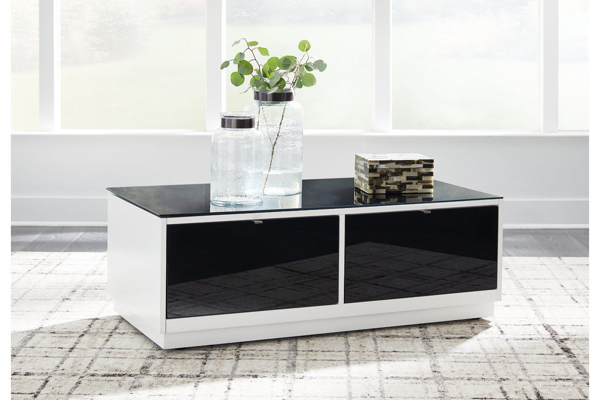 Gardoni White/Black Coffee Table and 2 End Tables from Ashley Furniture - Luna Furniture