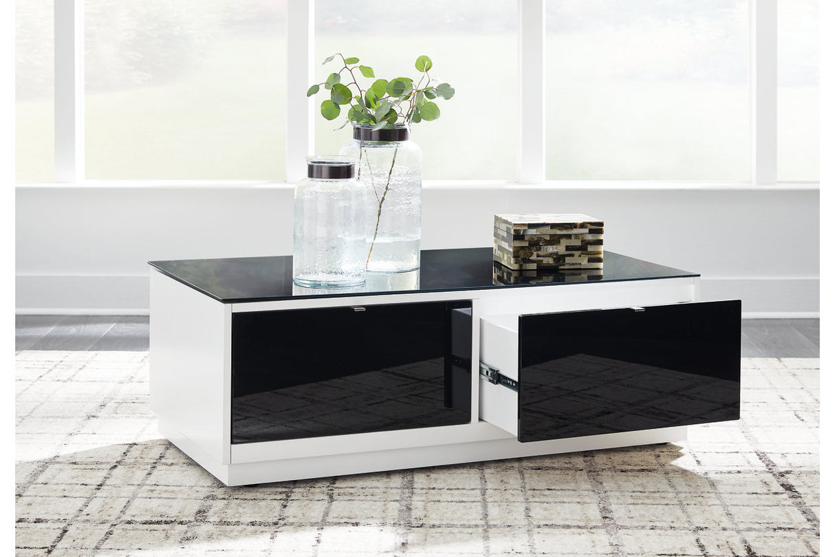 Gardoni White/Black Coffee Table and 2 End Tables from Ashley Furniture - Luna Furniture