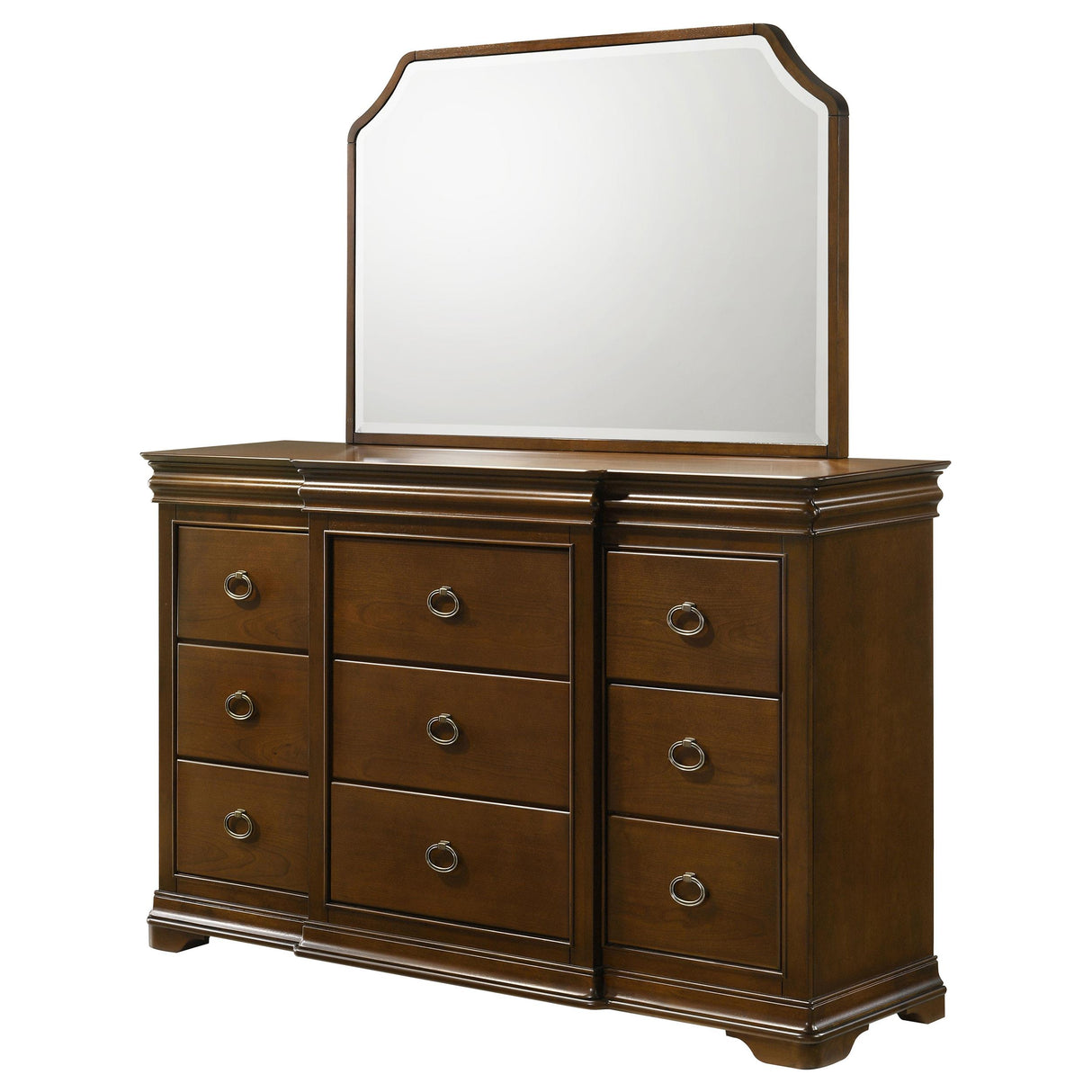 Garland Brown Cherry 11-Drawer Bedroom Dresser with Mirror from Coaster - Luna Furniture
