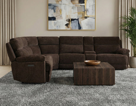 Gatlin Dual-Power Brown Fabric 6-Piece Modular Reclining Sectional from Steve Silver - Luna Furniture