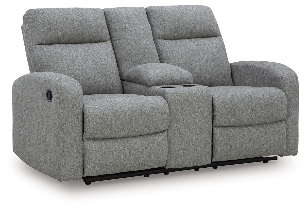 Gauntlet Sterling Reclining Loveseat with Console from Ashley - Luna Furniture