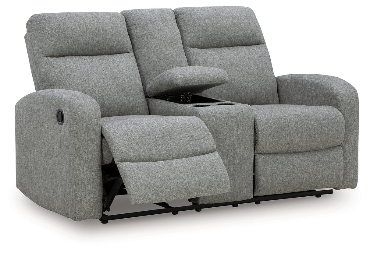 Gauntlet Sterling Reclining Loveseat with Console from Ashley - Luna Furniture