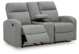 Gauntlet Sterling Reclining Loveseat with Console from Ashley - Luna Furniture