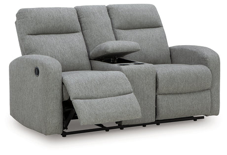 Gauntlet Sterling Reclining Loveseat with Console from Ashley - Luna Furniture