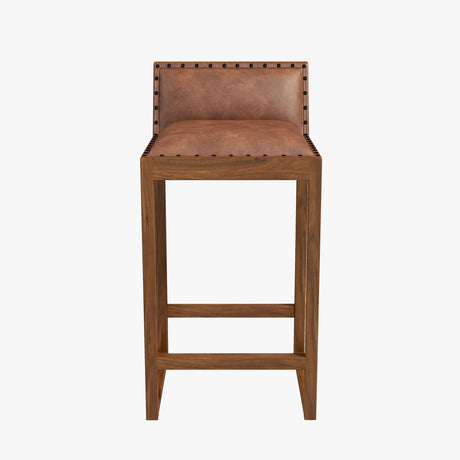 Gavin 25'' Solid Wood Genuine Leather Counter Stool from Ashcroft Furniture - Luna Furniture
