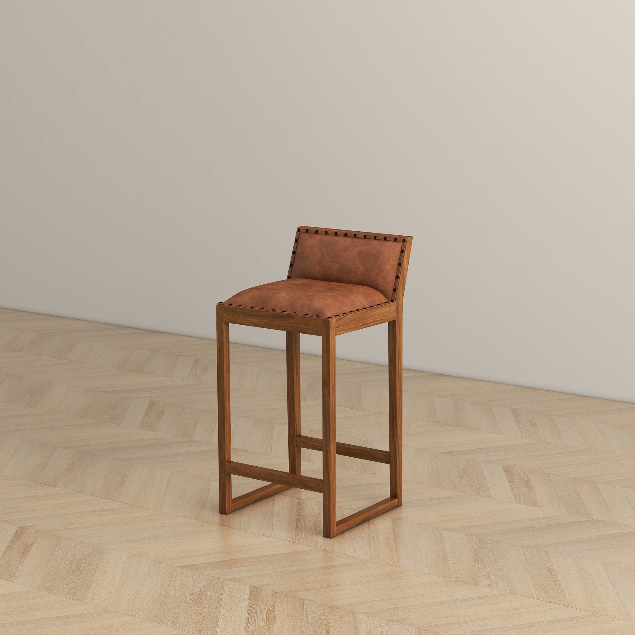 Gavin 25'' Solid Wood Genuine Leather Counter Stool from Ashcroft Furniture - Luna Furniture