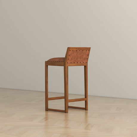Gavin 25'' Solid Wood Genuine Leather Counter Stool from Ashcroft Furniture - Luna Furniture