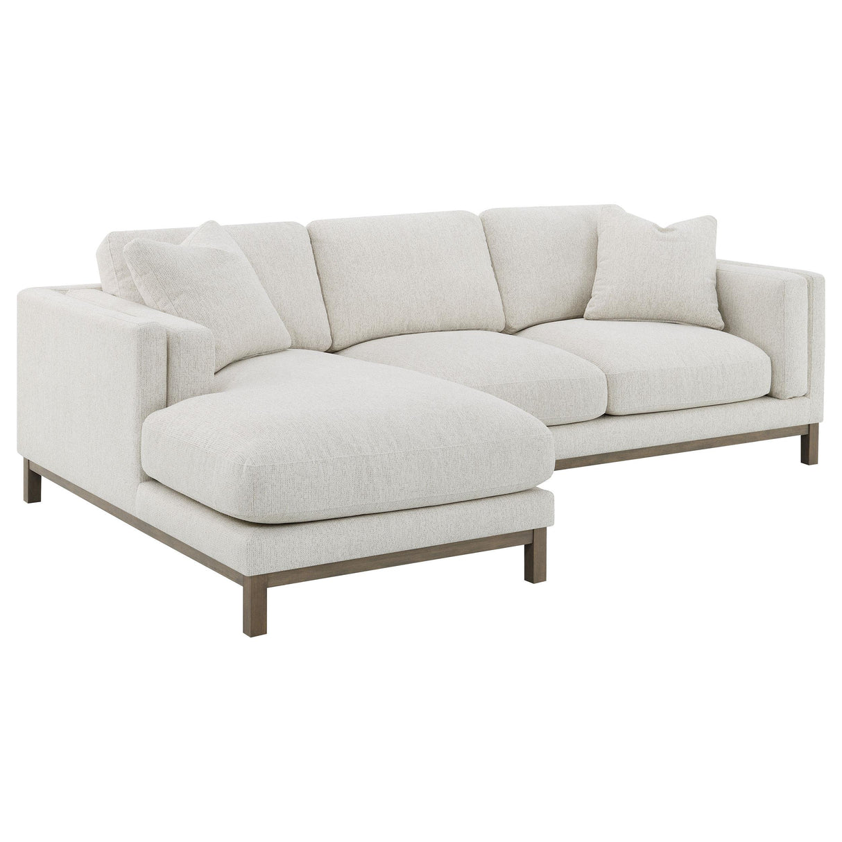 Geneva Sand Boucle Upholstered Sectional Chaise Sofa from Coaster - Luna Furniture