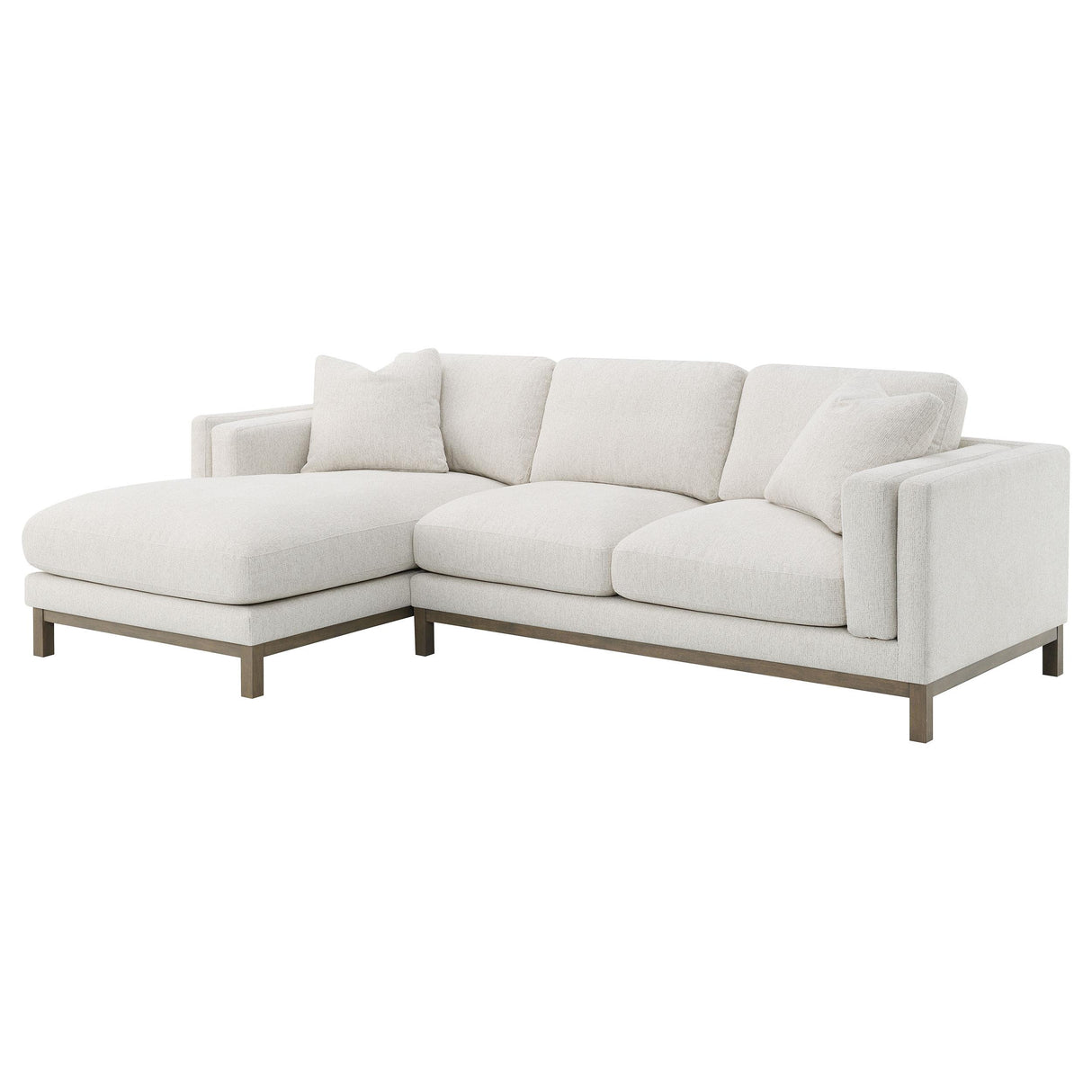 Geneva Sand Boucle Upholstered Sectional Chaise Sofa from Coaster - Luna Furniture