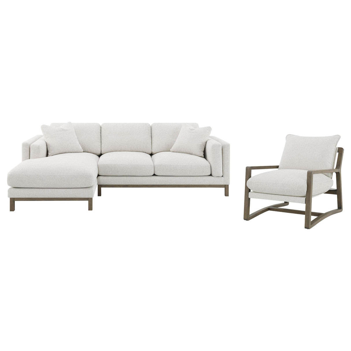 Geneva Sand Boucle Upholstered Sectional Chaise Sofa from Coaster - Luna Furniture