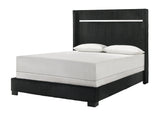 Gennro Black Corduroy Upholstered Panel Bedroom Set from Crown Mark - Luna Furniture