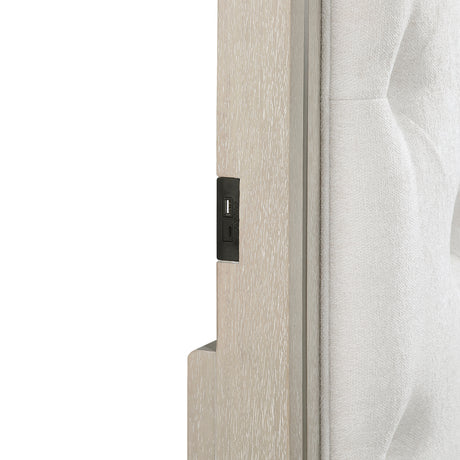 Genoa Light Oak 4-Piece Queen Upholstered Storage Platform Bedroom Set (QB+NS+DR+MR) from Homelegance - Luna Furniture