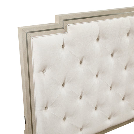 Genoa Light Oak King Upholstered Storage Platform Bed from Homelegance - Luna Furniture