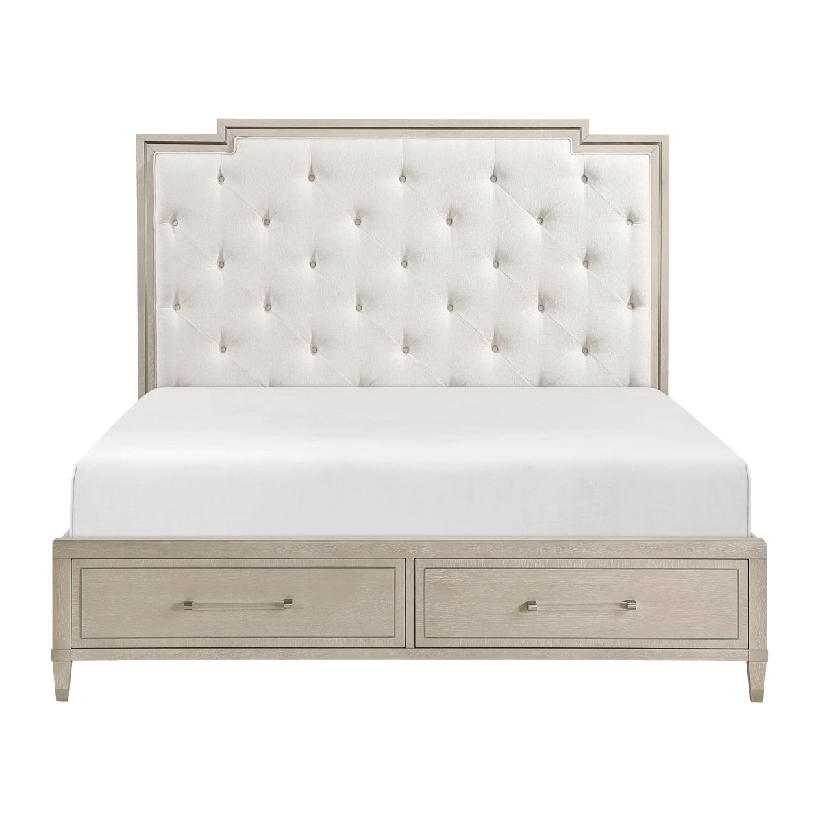 Genoa Light Oak King Upholstered Storage Platform Bed from Homelegance - Luna Furniture
