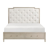 Genoa Light Oak King Upholstered Storage Platform Bed from Homelegance - Luna Furniture