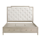 Genoa Light Oak King Upholstered Storage Platform Bed from Homelegance - Luna Furniture