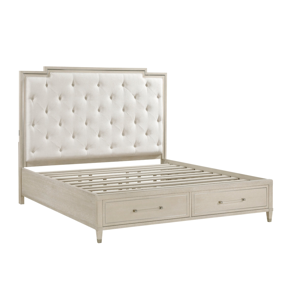 Genoa Light Oak King Upholstered Storage Platform Bed from Homelegance - Luna Furniture