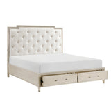Genoa Light Oak King Upholstered Storage Platform Bed from Homelegance - Luna Furniture
