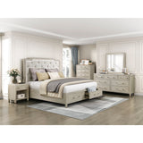 Genoa Light Oak King Upholstered Storage Platform Bed from Homelegance - Luna Furniture