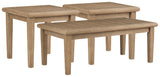 Gerianne Outdoor Coffee Table with 2 End Tables in Grayish Brown from Ashley Furniture - Luna Furniture
