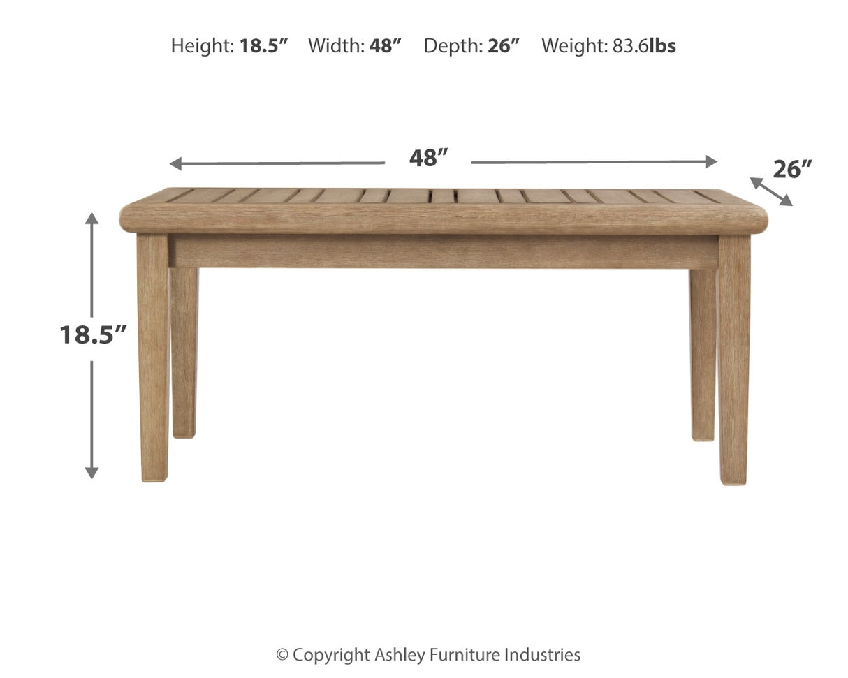 Gerianne Outdoor Coffee Table with 2 End Tables in Grayish Brown from Ashley Furniture - Luna Furniture