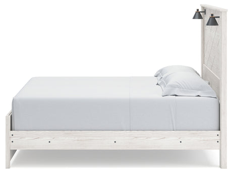 Gerridan King Panel Bed with Dresser and 2 Nightstands in White/Gray from Ashley - Luna Furniture