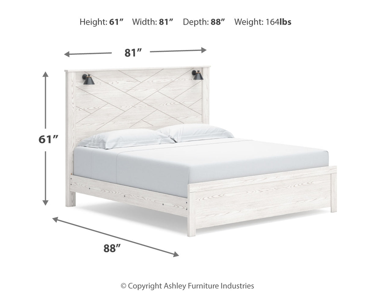 Gerridan King Panel Bed with Dresser and 2 Nightstands in White/Gray from Ashley - Luna Furniture